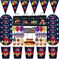 ✠◆ Among Game Us Theme Birthday Party Decorations Kids Gift Bag Paper Cups Plates Napkins Baby Shower Disposable Tableware Supplies