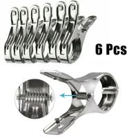 6Pcs Stainless Steel Clothes Clips Large Beach Towel Clips  Clothespins Clothes Pegs Clothes Hanger Clamp Home Clip Hanger Clothes Hangers Pegs