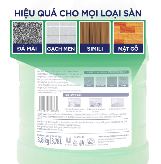 Can nước lau sàn sunlight 3,8kg hương hoa diên vỹ - ảnh sản phẩm 5