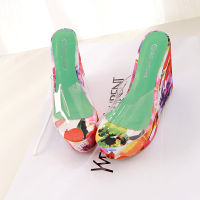 2021Summer New Shoes Sexy Fashion Transparent Thick Platform Slope With Waterproof Platform Wedge Female Sandals Ladies Slipper