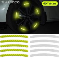 ▧♟۞ 40/20pcs Car Wheel Hub Reflective Sticker Tire Rim Reflective Strips Luminous Sticker Night Driving Roadway Safety Wheel Tape