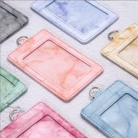 Pu Leather Card Holder Name Badge Holder Work Bank Business Credit Card Students Bus Card Cover Case with Lanyard