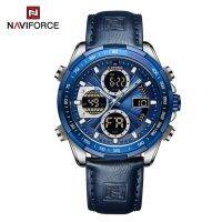 ⌚NAVIFORCE จอคู่เรืองแสงนาฬิกานาฬิกาข้อมือควอตซ์กันน้ำสำหรับกีฬาทหารชาย Relogio Masculino