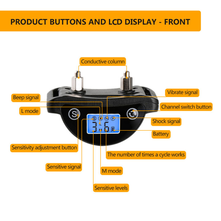 ปลอกคอกันเห่าสำหรับสุนัขป้องกันการเห่าปลอกคอฝึกสุนัขขนาดใหญ่และขนาดกลางขนาดใหญ่เสียงเตือนการสั่นสะเทือนปรับความไวได้หน้าจอ-lcd-ip65กันน้ำแบตเตอรี่ในตัว-pd218v-เสียงเตือน-การสั่นสะเทือน