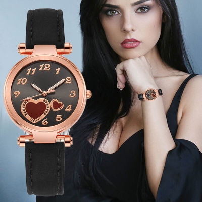 ใหม่นาฬิกาของผู้หญิงรักนาฬิกาพีชหัวใจนาฬิกาของผู้หญิง F Rosted สายหนังนาฬิกาของผู้หญิง