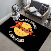 【SALES】 Fender Guitar carpet for living room Drum kit room decorations Music Room Large Area Rug Flannel Bedroom anti-slip floor mat