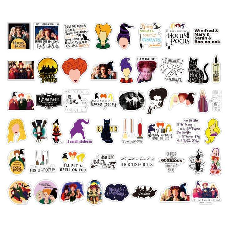 10-30-50pcs-disney-hocus-pocus-horror-halloween-witch-stickers-graffiti-for-luggage-skateboard-fridge-phone-decals-sticker-toys