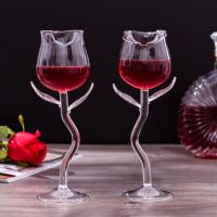 【CW】۩☾♘  Goblet Wine Glass Rose-shaped Cups Exquisite Base Transparent Accessories Cálice