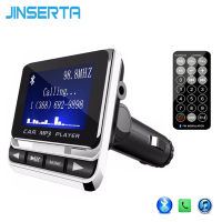 JINSERTA เครื่องส่งสัญญาณ FM บลูทูธไร้สายแฮนด์ฟรีเครื่องเล่น MP3ในรถยนต์หน้าจอ LCD ชุดอุปกรณ์ติดรถยนต์ USB Charger รองรับ TF Line-In AUX