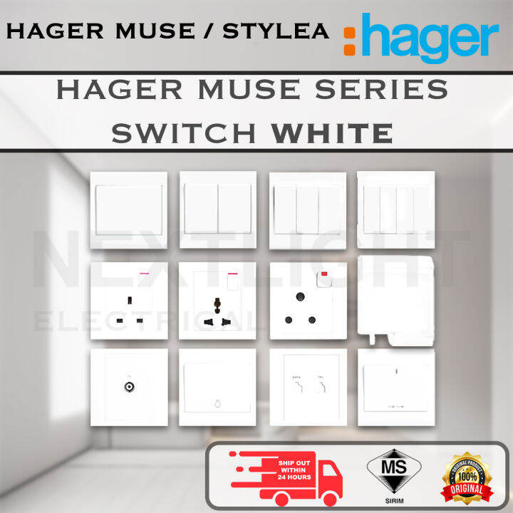 HAGER Stylea Switch Socket 13A /15A/20A 1/2/3/4 GANG 1 Way 2Way Water