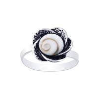 Silver thai Shiva eye ring silver oxidized flower shell   เครื่องประดับเงินแท้ ตัวเรือนเป็นรูปดอกไม้ตรงกลางเป็นรูปก้นหอย