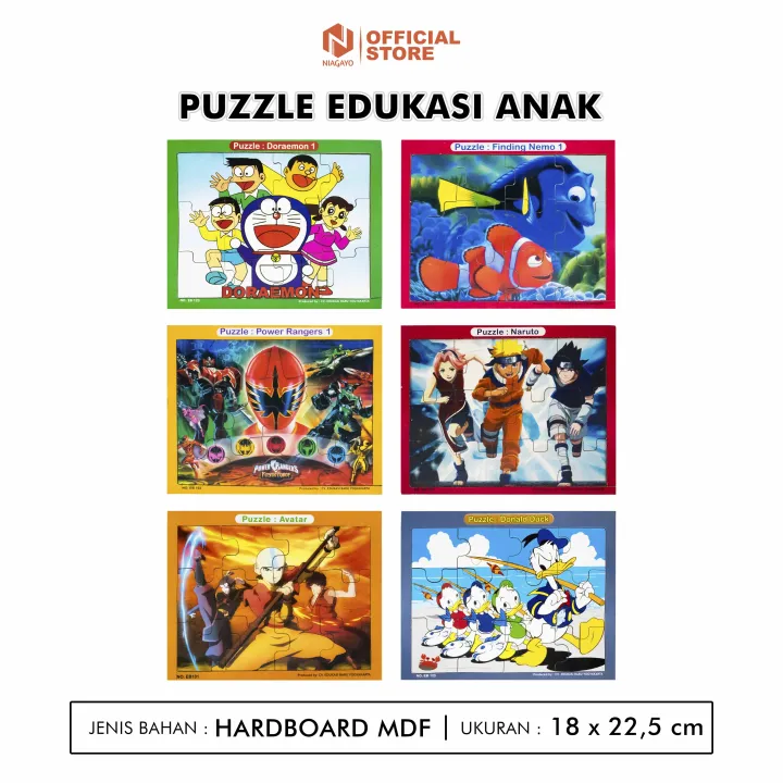 Puzzle Edukasi Anak Seri Kartun Populer Nemo / Doraemon / Spongebob /  Avatar / Shrek / Naruto / Spiderman / Superman / Power Ranger / Ben 10 |  Lazada Indonesia