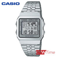 Casio Standard นาฬิกาข้อมือผู้หญิง/ผู้ชาย สายสแตนเลส รุ่น A500WA-7DF (สีเงิน)