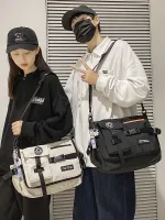 LASGO ins trendy brand shoulder bag mens tooling bag female light Japanese student messenger bag 2022 new postman backpack