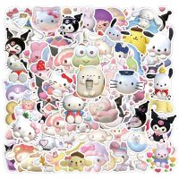 60PCS Sanrio 3D Stickers Kawaii Hello Kitty Kuromi Melody Decals Snowboard Laptop Luggage Waterproof Sticker Kids Toy Stickers