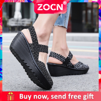 Womens Shoes ZOCN New Wedge Shoes Women Korean Woven Shoes Handmade Sandals Heightened Casual Shoes Summer Wedge Sandals