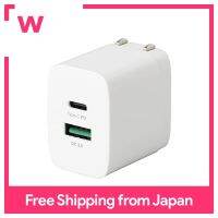 Digio2 Nakabayashi เครื่องชาร์จ USB พอร์ต Type-C 1 + USB-A พอร์ต1 20W PD ชาร์จ Z9005สีขาว