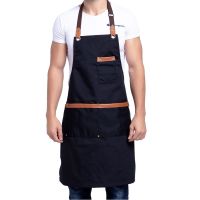 2021 New Fashion Cooking canvas Kitchen Apron For Woman Men Chef Cafe Shop BBQ Aprons Custom Logo Baking Restaurant Pinafore bib