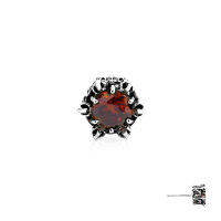 ake ake Crown Of Zeus Earring Stud - Orange  ต่างหูเงินแท้ 925 แฮนด์เมดแบบปักก้าน แกะมือลายมงกุฏตรีศูล ฝังพลอยคริสตัลสีส้ม **จำหน่ายเป็นชิ้น/ข้าง