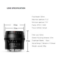 Ttartisan เลนส์กล้องถ่ายรูปสำหรับถ่ายภาพช่องขนาดใหญ่ F1.2 50มม. Sony E Mount Fujifilmx สำหรับ Canon M Nikon Z สำหรับ Panasonic Olympus