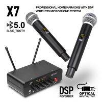 Debra X7 Mini Dual Handheld Wireless Microphone System 5.0 Bluetooth DSP Reverb For Family Karaoke Parties And Church.