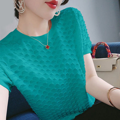 Fashion O-Neck Solid Color Short Sleeve Oversized Blouse 2022 Summer New Casual Pullovers Loose Female Clothing Commute Shirt