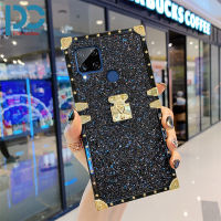 สำหรับ Realme C12 / Realme C15 / Realme C25 / C25S / Realme Narzo 20 / Narzo 30A เคสโทรศัพท์สี่เหลี่ยมหรูเคสระยิบระยับกรอบชุบทองกันกระแทกและกันหล่น