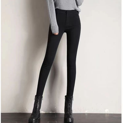จัดส่งเร็ว กางเกงสกินนี่สีดำทรงสวย  กางเกงใส่ทํางาน แบบมีซิปกระดุมหน้า ผ้ายืดได้ สินค้าพร้อมส่ง(# 02) XPT FASHION