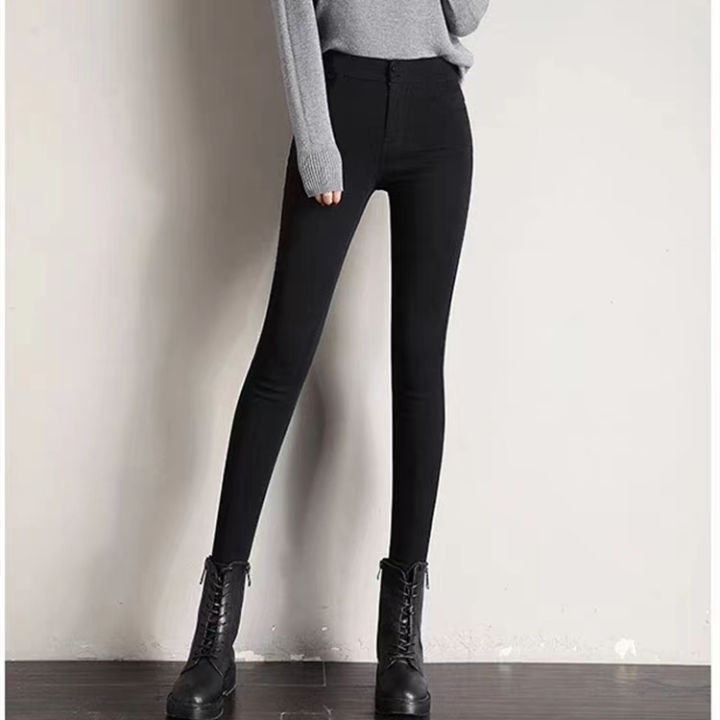 จัดส่งเร็ว-กางเกงสกินนี่สีดำทรงสวย-กางเกงใส่ทํางาน-แบบมีซิปกระดุมหน้า-ผ้ายืดได้-สินค้าพร้อมส่ง-02-xpt-fashion