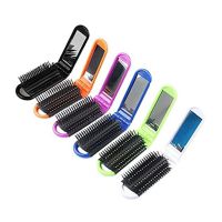 Portable Travel Folding Plastic Hair Brush with Mirror Compact Pocket Size Comb Smooth Hair Without Knotted Long Mirror Comb