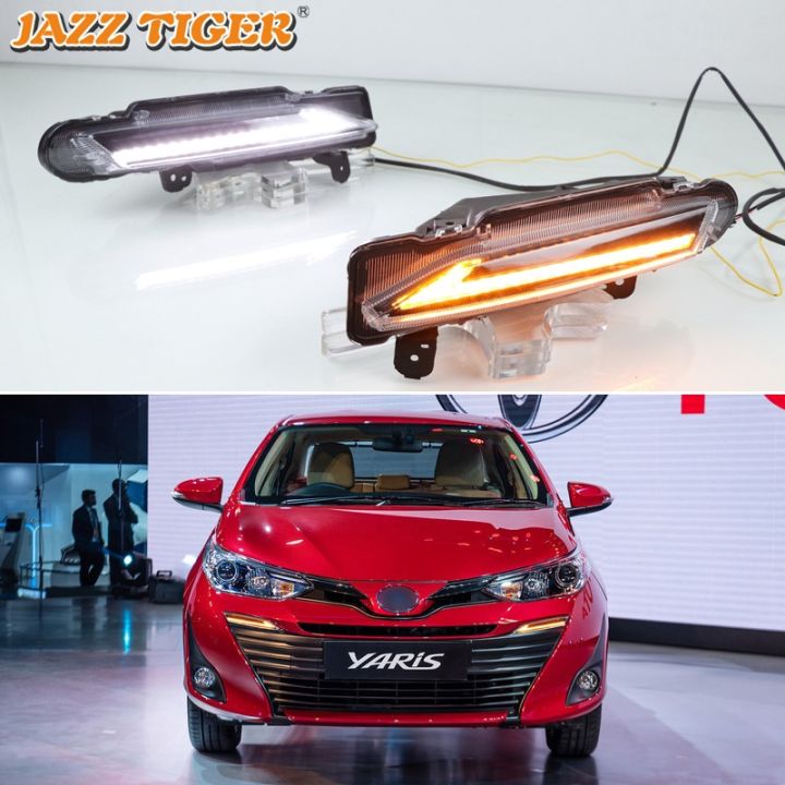 dh27 12V LED Daytime running lights For Toyota Yaris 2017 2018 2019 auto Drl with turn signals