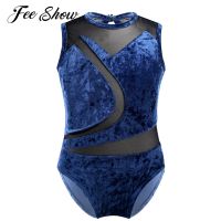 【HOT】﹍☒ Kids Sleeveless Ballet Leotards Gymnastics Jumpsuit Mesh Splice Cutout Back Dancing Leotard Jumpsuits