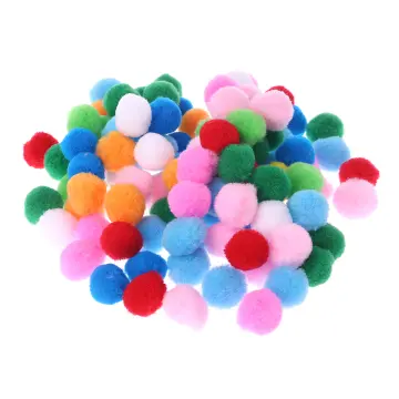 100PCS Mixed Soft Pompom Ball Fluffy Pom Poms Keychain Craft