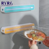 ✜☈ 2 In 1 Cling Wrap Cutter Cling Film Storage Food Wrap Dispenser Aluminum Foil Slider Cutter Saran Wrap Organizer Kitchen Tool