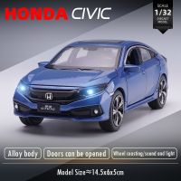 JKM 1:32 Honda Civic Sound light Alloy Car Model Diecasts Toy Vehicles Collectible Hobbies Gifts Static Die Cast Voiture