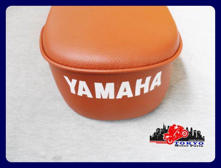 yamaha-yg5-double-seat-complete-brown-with-red-stitching-เบาะรถมอเตอร์ไซค์-สีน้ำตาล-ผ้าเรียบ-ด้ายแดง-สินค้าคุณภาพดี