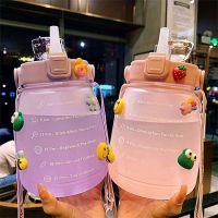 ▣△ 1400 ml Botol Air with Straw Bpa Free Ins Korean Style Cute Gradient Color Portable Water Bottle Drink Cup Straw Cup