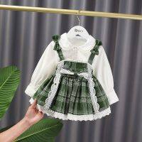 CUI YI SHOP Girls autumn baby dress fashionable childrens princess spring and suspender suit