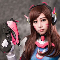 เกม OW D.va 55เซนติเมตรยาวสีน้ำตาล DVA Hana เพลงทนความร้อนเครื่องแต่งกายคอสเพลย์วิกผม