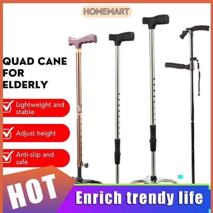 Cane Adult Tungkod Lightweight Walking Stick 4 Legs Trusty Elderly ...