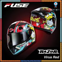 หมวกกันน็อค FUSE RAZOR VIRUS RED ใหม่ล่าสุด ปี 2020 น้ำหนักเบา สปอยเลอร์หลัง มี 8 สี (M,L,XL) #ส่งด่วนทุกวัน สินค้ามีจำนวนจำกัด