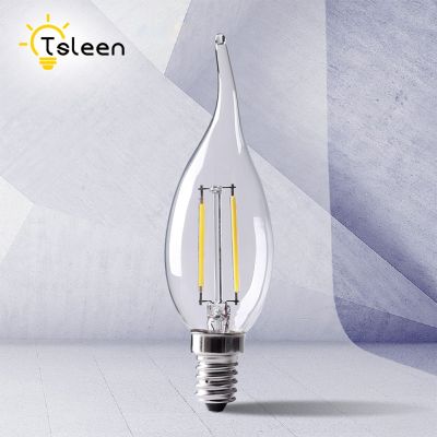 TSLEEN 12Pcs 8W Filament Edison LED Bulb Dimmer Flame Light C35 Bombillas Led E14 E12 Vintage Pendant Lamp 220V 110V Chandelier