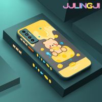 Jlingji เคสสำหรับ Tecno Camon 17P Spark 8 Pro Spark 8 P เคสการ์ตูนหมีมีน้ำค้างแข็งโปร่งใสบางแข็งขอบสี่เหลี่ยมแข็งรูปแบบปลอกซิลิโคนป้องกันคลุมทั้งหมด Softcase