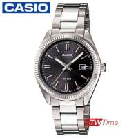 Casio Standard นาฬิกาข้อมือผู้หญิง สายสแตนเลส รุ่น LTP-1302D-1A1VDF (หน้าดำขีดเงิน)