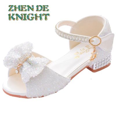 Childrens Sandals Summer Princess Crystal Shoes 2023 New Girls High Heels Fashion Sequins Girls Soft Bottom Performance Shoes