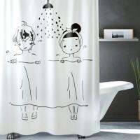 ㍿ Men/Women Shower Illustration Waterproof Mildew Shower Curtain Toilet Partition Curtain Bathroom Curtain with Hooks