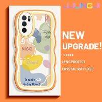 Jjlingji เคสสำหรับ OPPO A16 A16s A54s แฟชั่นดีสุขสันต์วันดีไซน์ใหม่ครีมขอบคลื่นโปร่งใสลายกล้องถ่ายรูปเคสมือถือกันกระแทกแบบใสอ่อนเคสป้องกันอ่อนโยนแบบเรียบง่าย