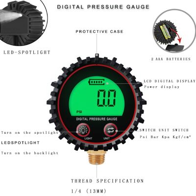 Digital Pressure Gauge Sensor with LED Display 1 Accuracy 14 NPT Connector