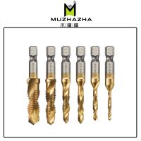 【The-Best】 mjrtup 1Pcs Hex Shank ไทเทเนียม HSS สกรูเมตริกเจาะสกรู Compound Tap M3 M4 M5 M6 M8 M10เครื่องมือ