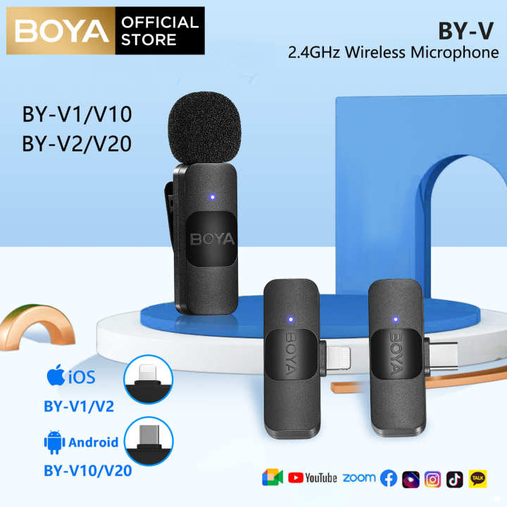 BOYA BY-V10/20 BY V Series Wireless Microphone for iPhone iPad Android ...